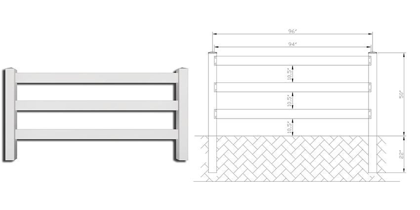 Heavy Duty White 3 Rail Vinyl Horse Fence